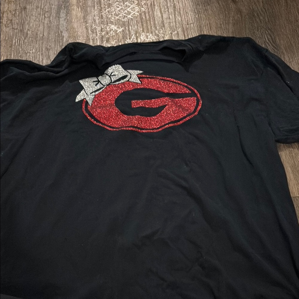 Gildan Black Tee with Red and Silver Design